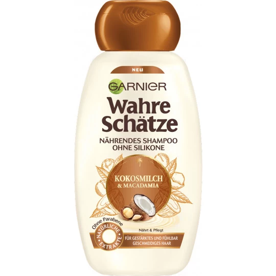 Garnier Wahre Schätze Kokosmilch & Macadamia Nährendes Shampoo 250ML 1 Garnier Wahre Schätze Kokosmilch & Macadamia Nährendes Shampoo 250ML