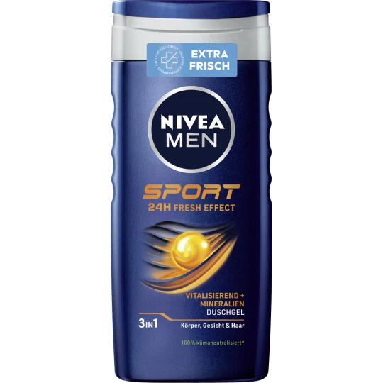 NIVEA Men 3in1 Duschgel Sport 24H Fresh Effect 250ML 1 NIVEA Men 3in1 Duschgel Sport 24H Fresh Effect 250ML