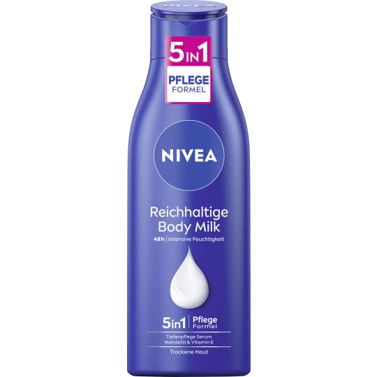 NIVEA Reichhaltige Body Milch 5in1 Tiefenpflege Serum 48h 250ML 1 NIVEA Reichhaltige Body Milch 5in1 Tiefenpflege Serum 48h 250ML